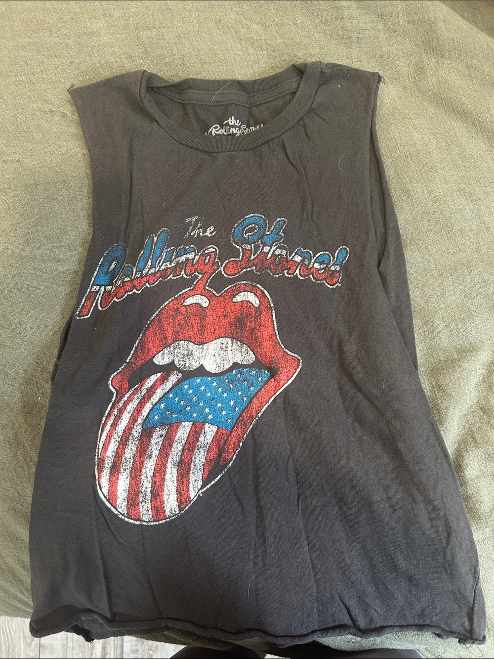 The Rolling Stones Women's Black Graphic Tank Top with Flag Tongue